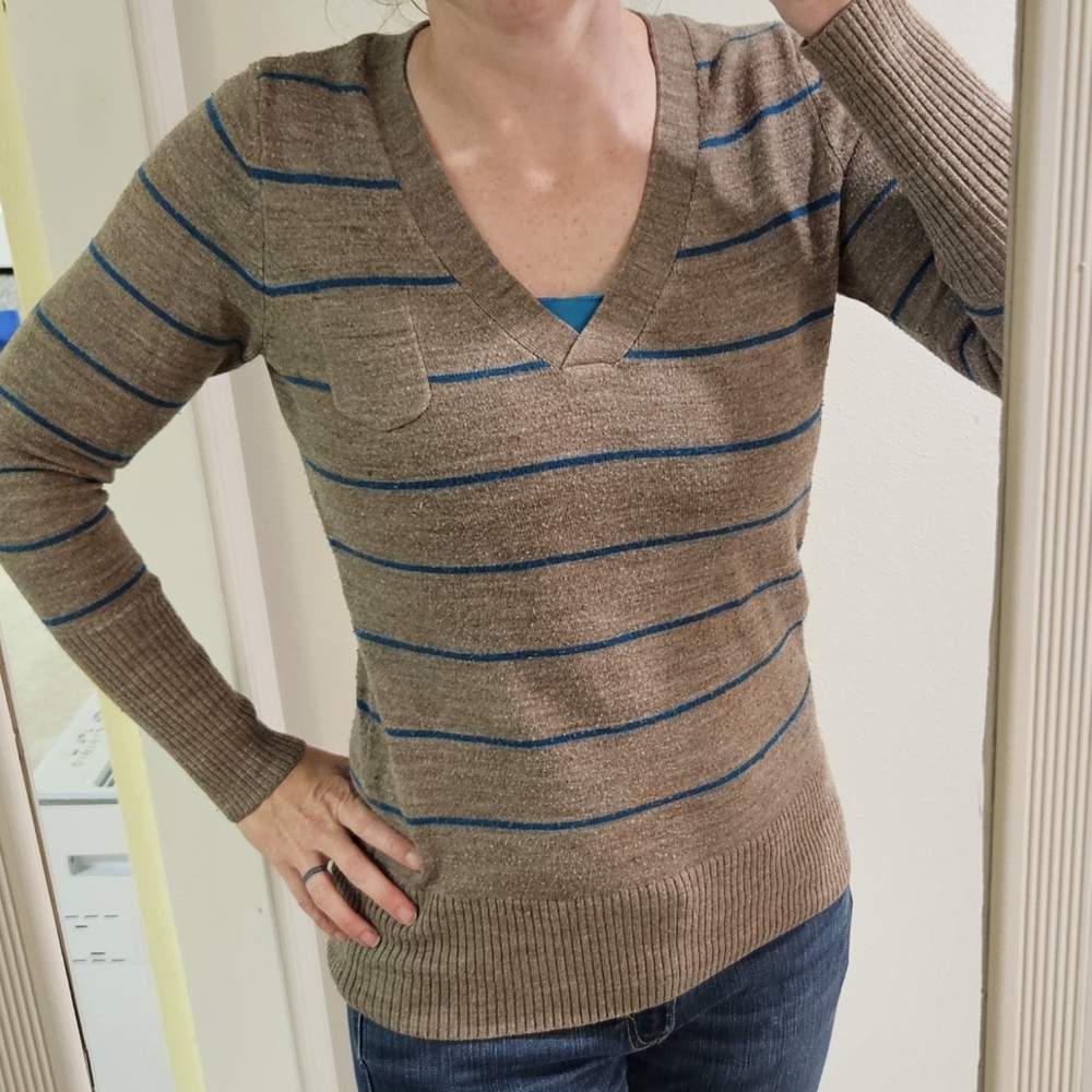 Route 66 Sweater Sz Medium Brown & Teal